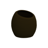 Spiral round fiberglass planter in Matte Dark Brown, D 26 in × 26 in, studio render