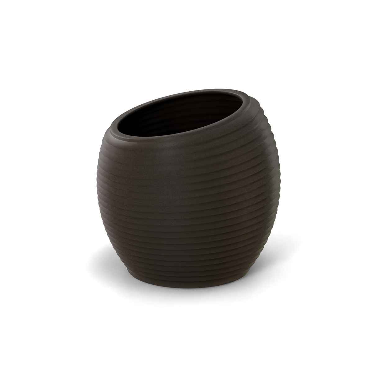 Spiral round fiberglass planter in Matte Gunmetal