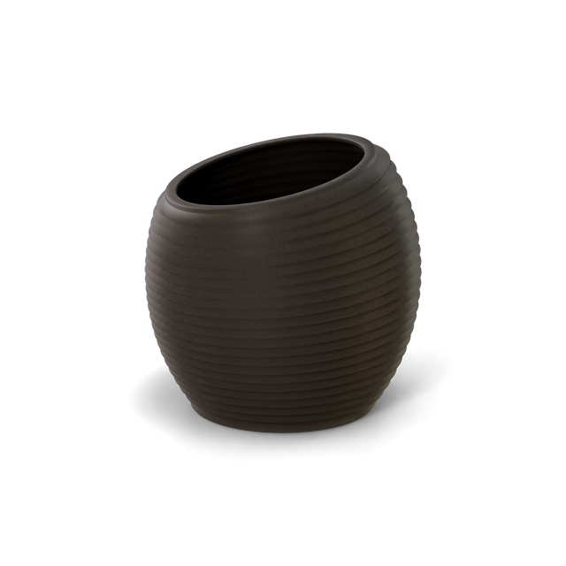 Spiral round fiberglass planter in Matte Gunmetal