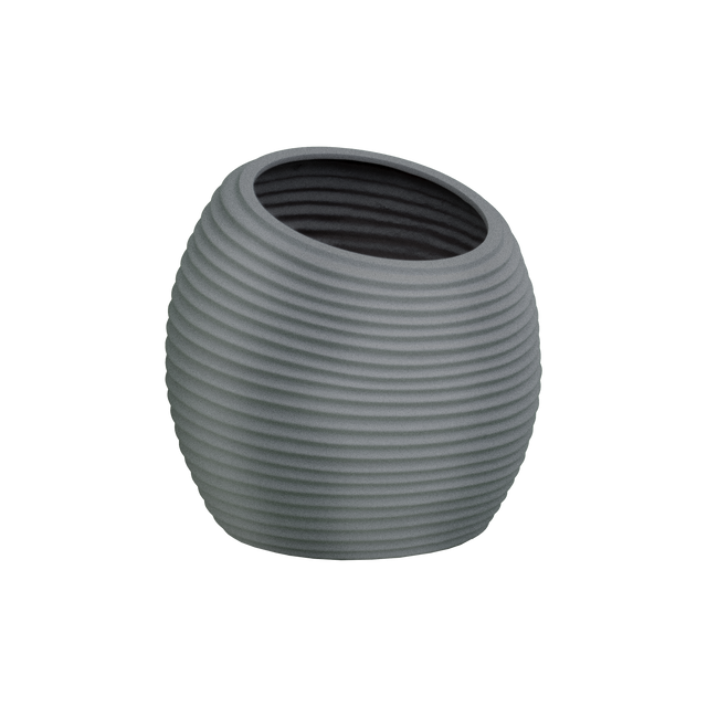 Spiral round fiberglass planter in Matte Gunmetal, D 26 in × 26 in, studio render