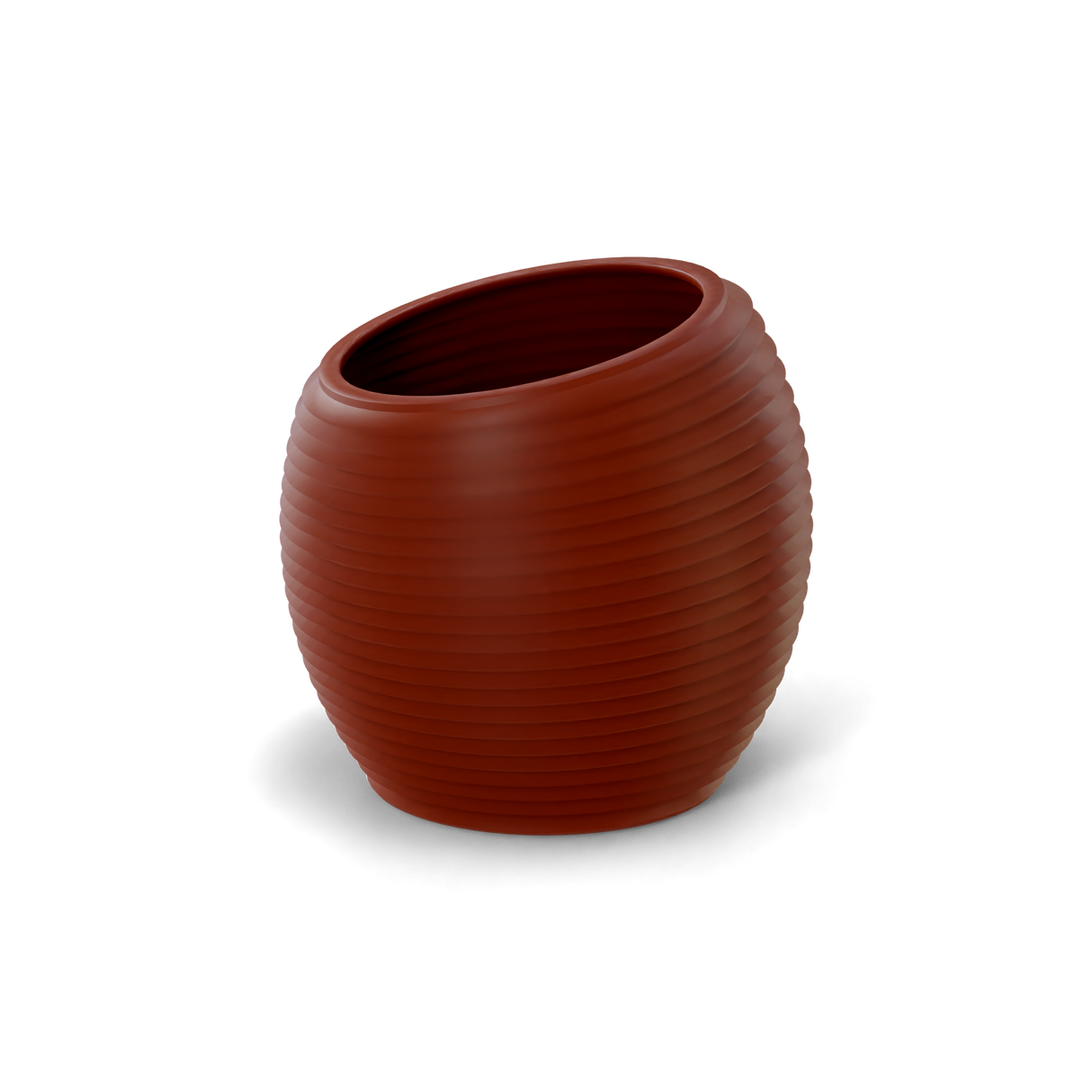 Spiral round fiberglass planter in Matte Terra Cotta