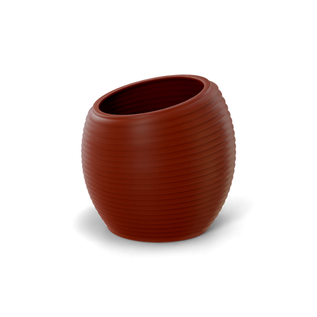 Spiral round fiberglass planter in Matte Terra Cotta