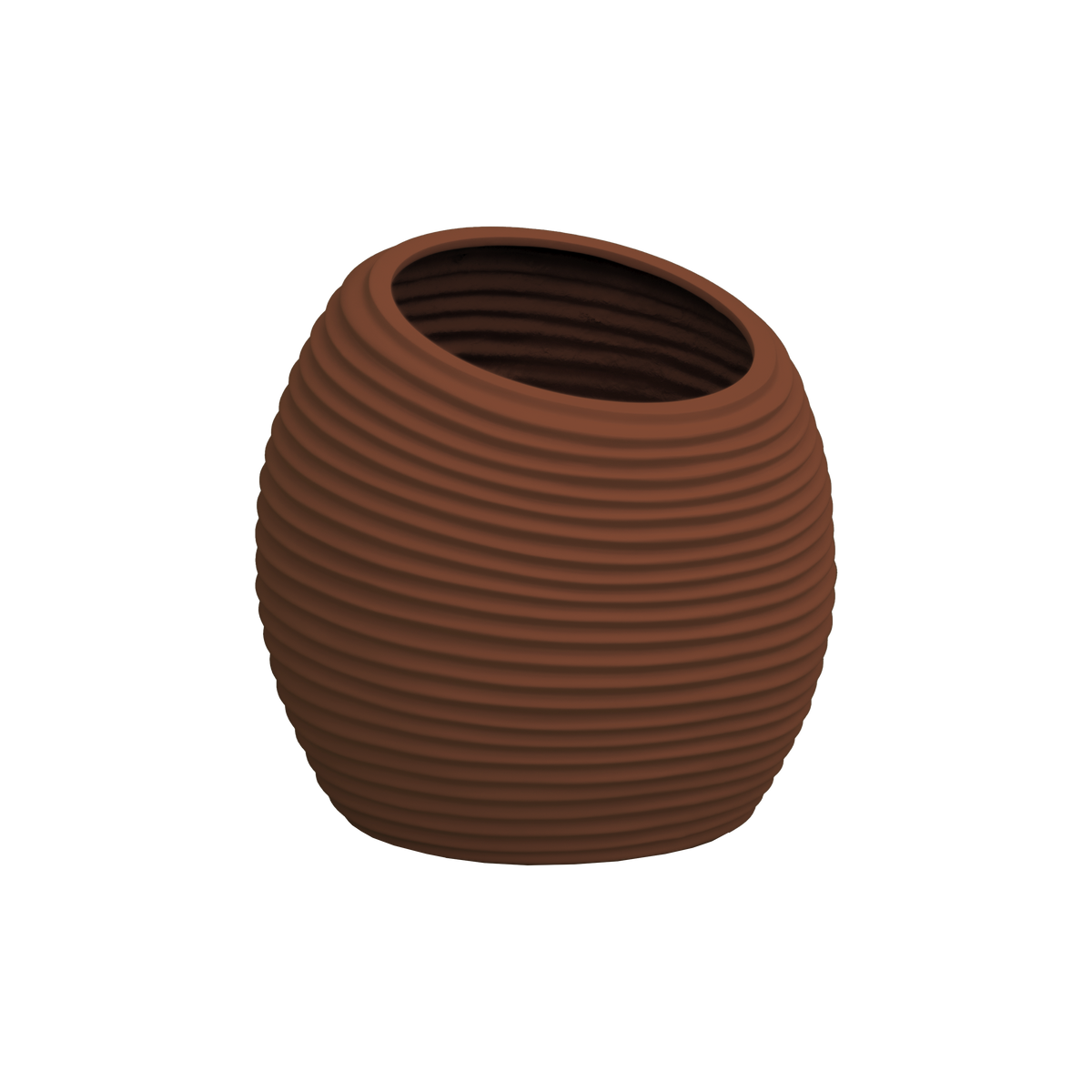 Spiral round fiberglass planter in Matte Terra Cotta, D 26 in × 26 in, studio render