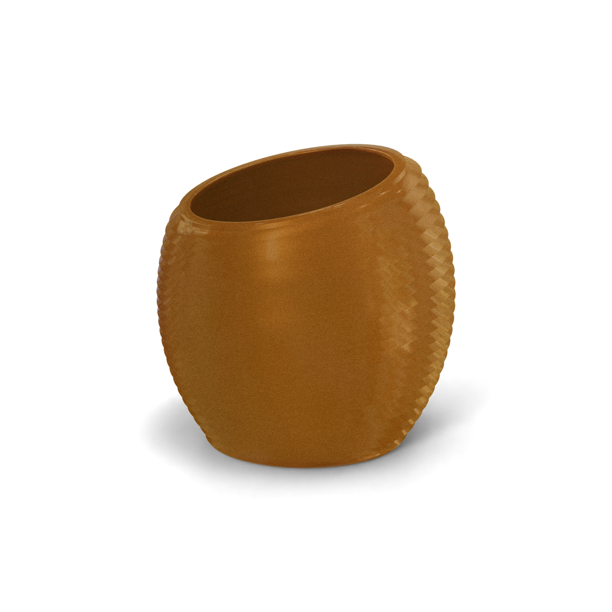 Spiral round fiberglass planter in Metallic Bronze