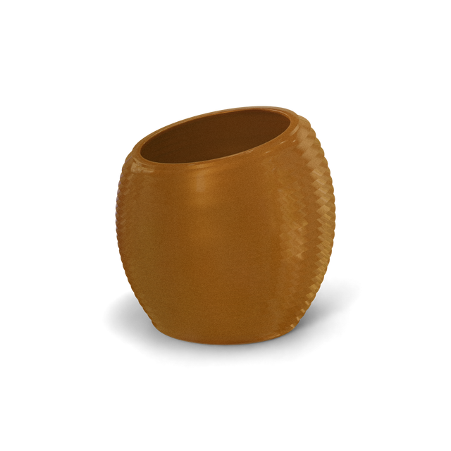 Spiral round fiberglass planter in Metallic Bronze