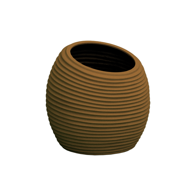 Spiral round fiberglass planter in Metallic Bronze, D 26 in × 26 in, studio render
