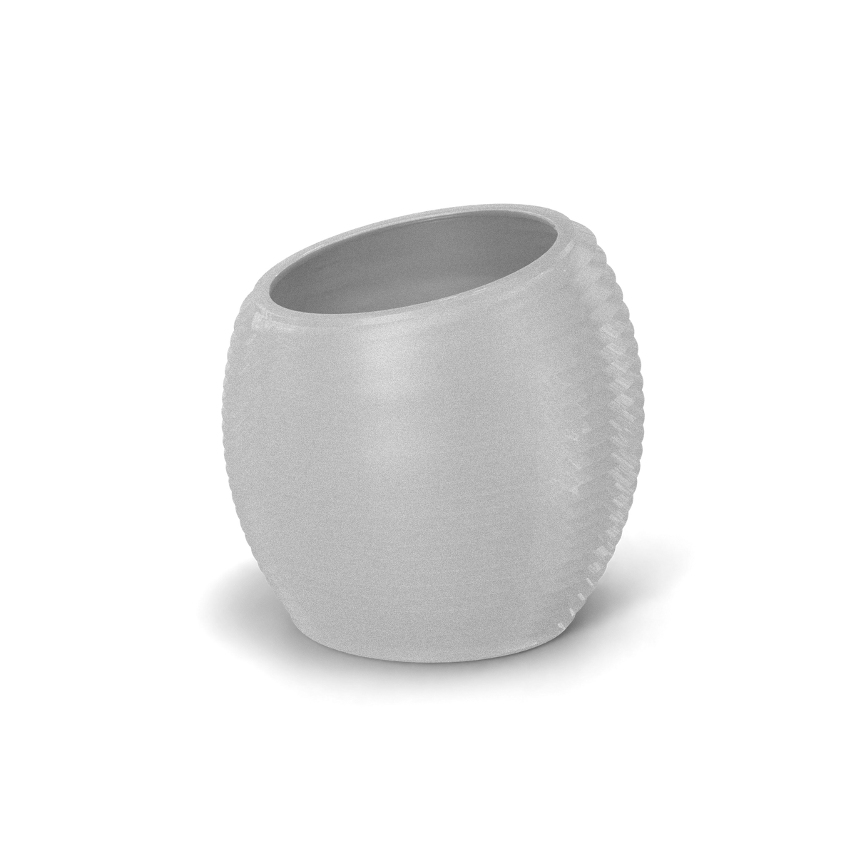Spiral round fiberglass planter in Metallic Silver