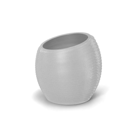 Spiral round fiberglass planter in Metallic Silver
