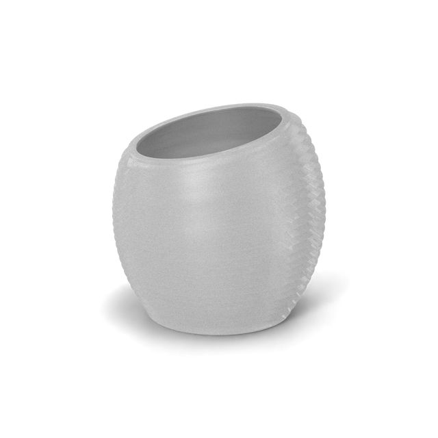 Spiral round fiberglass planter in Metallic Silver