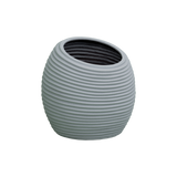 Spiral round fiberglass planter in Metallic Silver, D 26 in × 26 in, studio render
