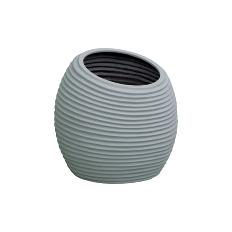 Spiral round fiberglass planter in Metallic Silver, D 26 in × 26 in, studio render