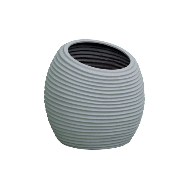 Spiral round fiberglass planter in Metallic Silver, D 26 in × 26 in, studio render