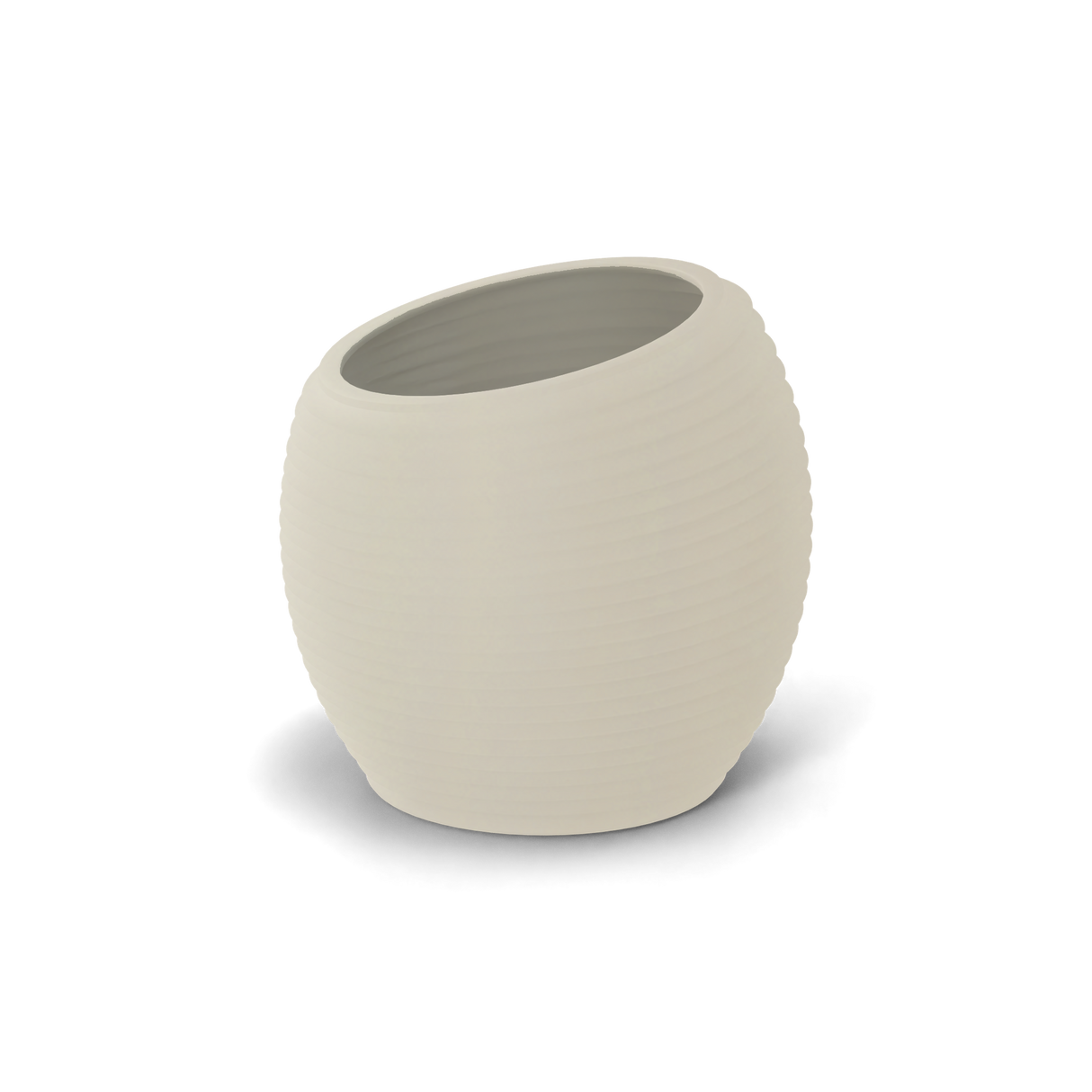 Spiral round fiberglass planter in Satin Beige