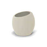 Spiral round fiberglass planter in Satin Beige