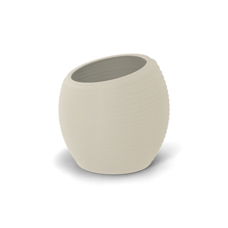 Spiral round fiberglass planter in Satin Beige