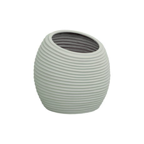 Spiral round fiberglass planter in Satin Beige, D 26 in × 26 in, studio render