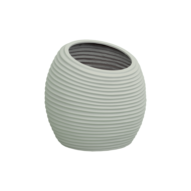 Spiral round fiberglass planter in Satin Beige, D 26 in × 26 in, studio render