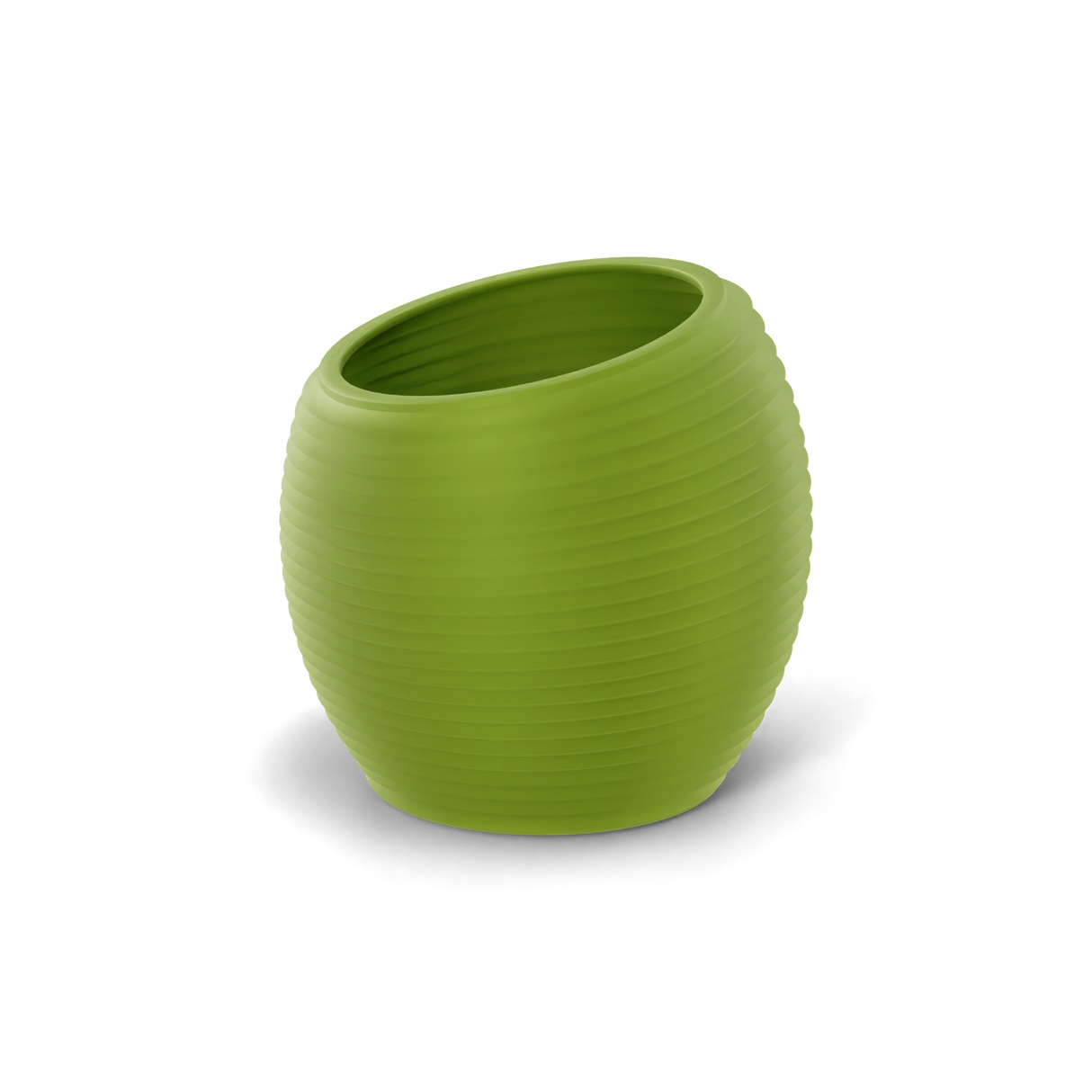 Spiral round fiberglass planter in Satin Green