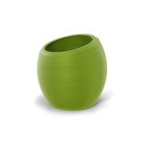 Spiral round fiberglass planter in Satin Green