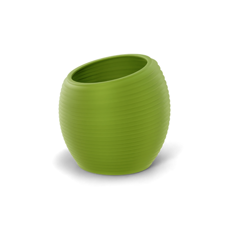 Spiral round fiberglass planter in Satin Green