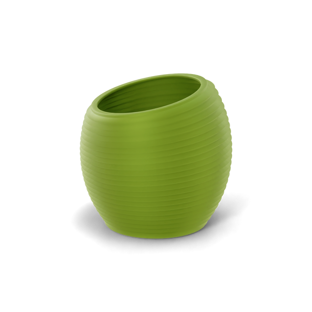 Spiral round fiberglass planter in Satin Green