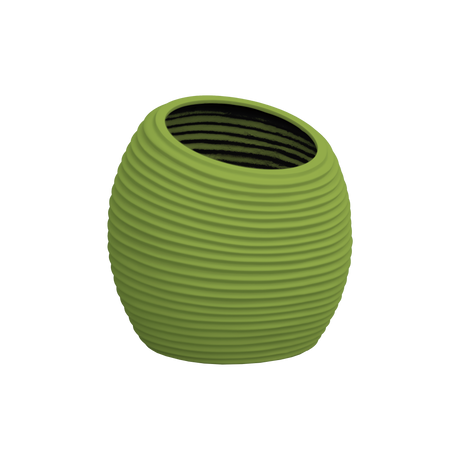 Spiral round fiberglass planter in Satin Green, D 26 in × 26 in, studio render