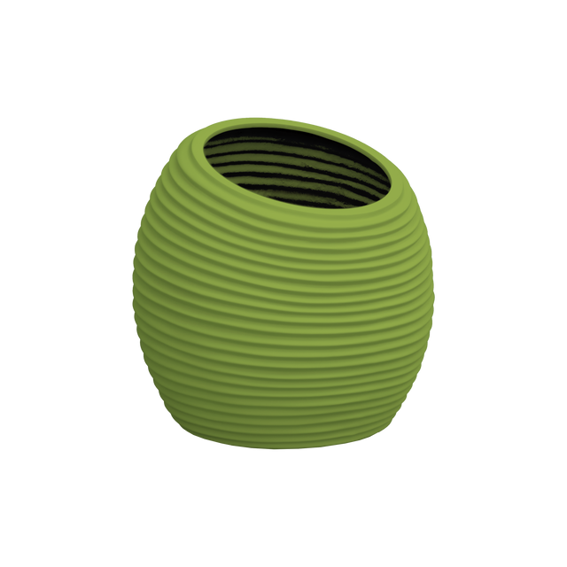 Spiral round fiberglass planter in Satin Green, D 26 in × 26 in, studio render