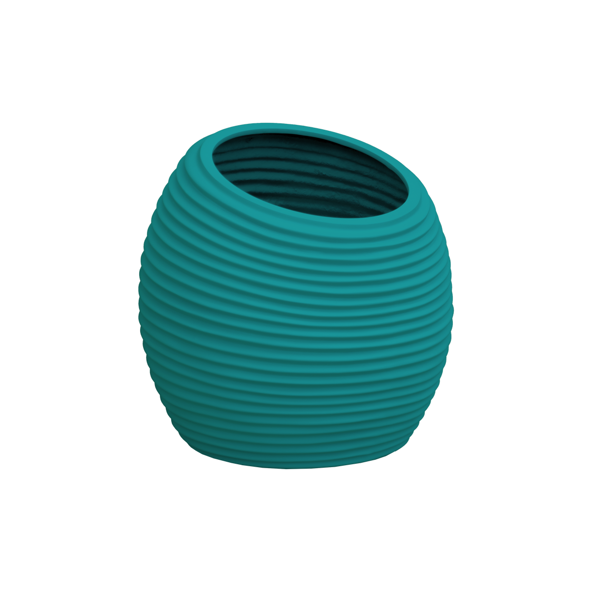 Spiral round fiberglass planter in Satin Seafoam Green, D 26 in × 26 in, studio render
