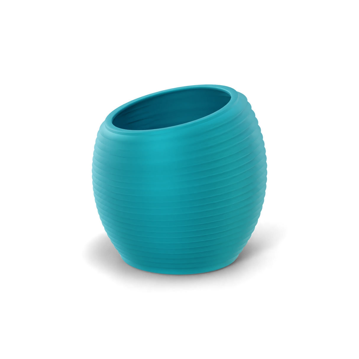 Spiral round fiberglass planter in Satin Seafoam Green