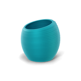 Spiral round fiberglass planter in Satin Seafoam Green
