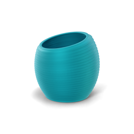 Spiral round fiberglass planter in Satin Seafoam Green