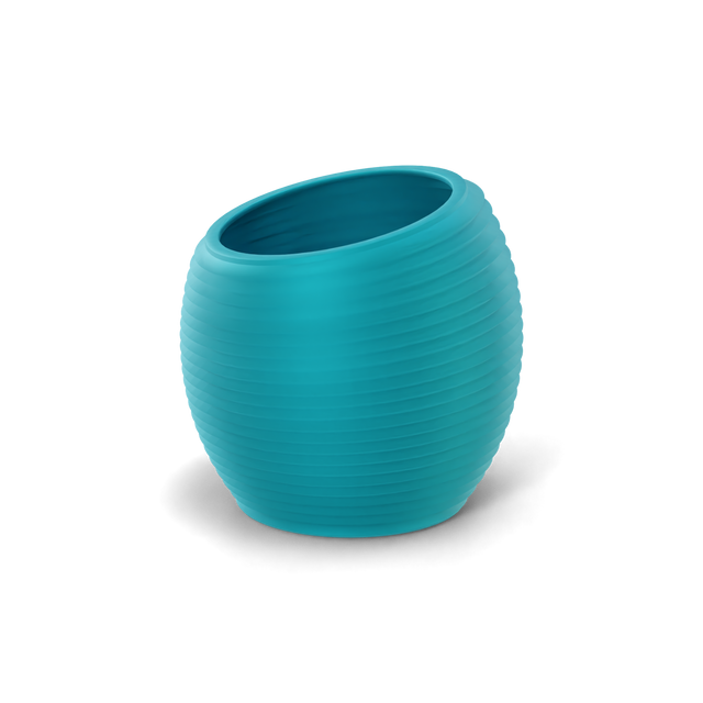 Spiral round fiberglass planter in Satin Seafoam Green