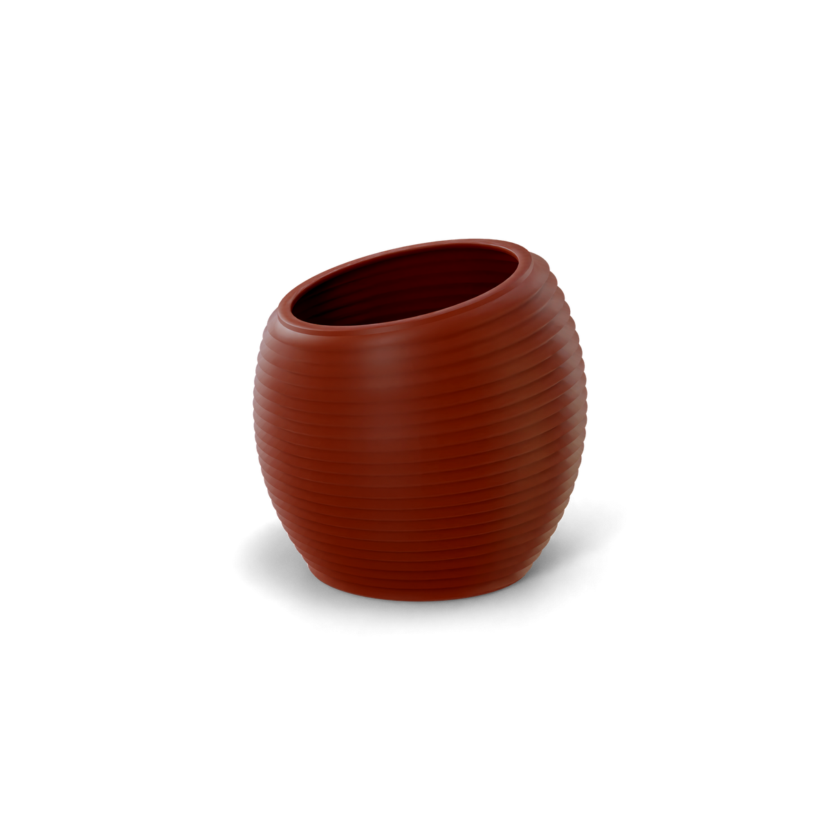 Spiral ribbed fiberglass planter, Terracotta finish