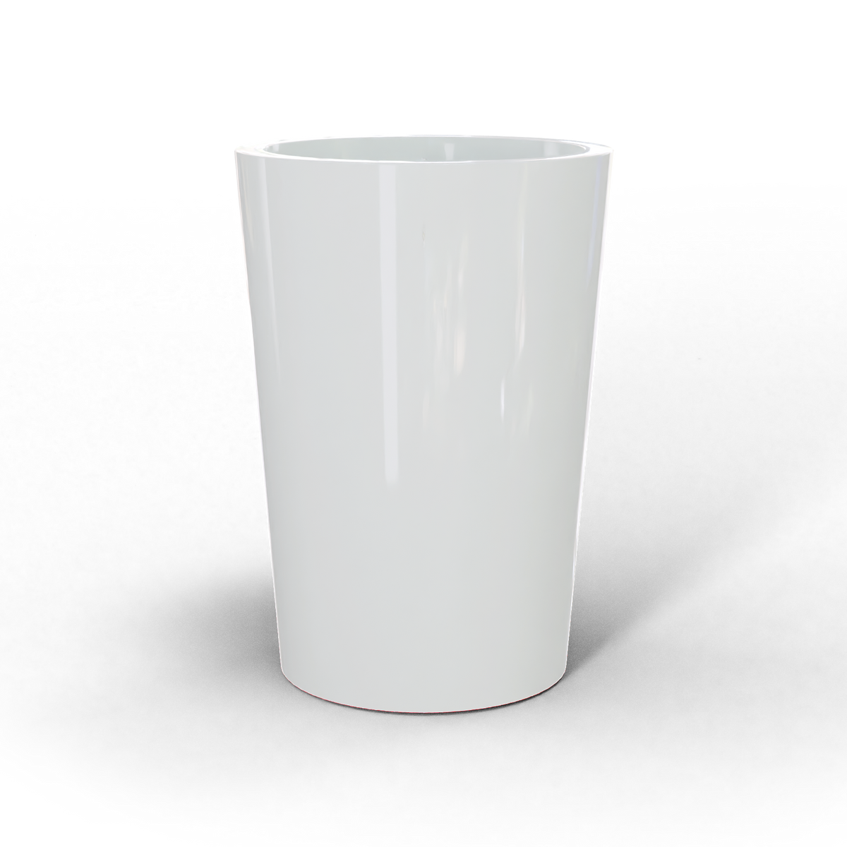 Tegel round tapered fiberglass planter in Gloss Bright White, studio render