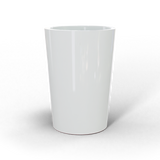 Tegel round tapered fiberglass planter in Gloss Bright White, studio render
