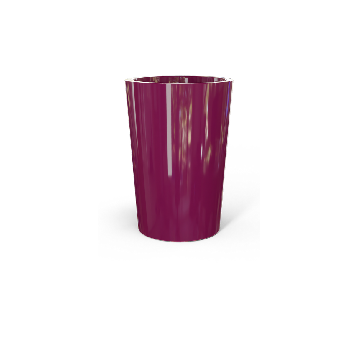 Tegel round tapered fiberglass planter in Gloss Eggplant