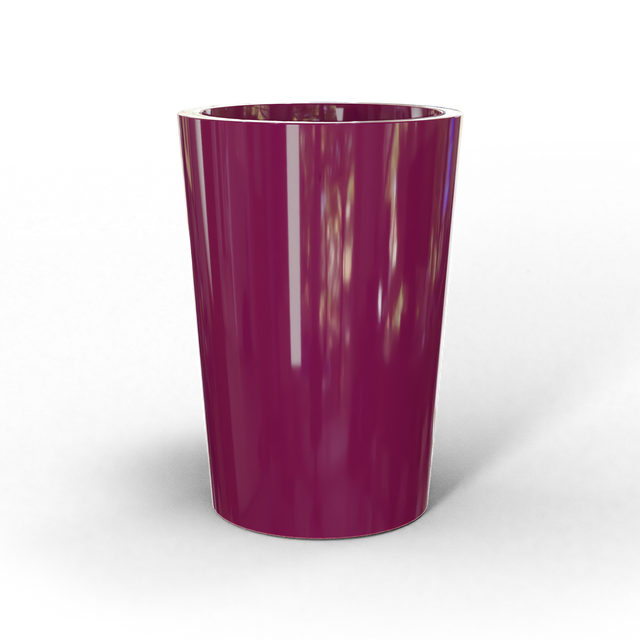 Tegel round tapered fiberglass planter in Gloss Eggplant, studio render