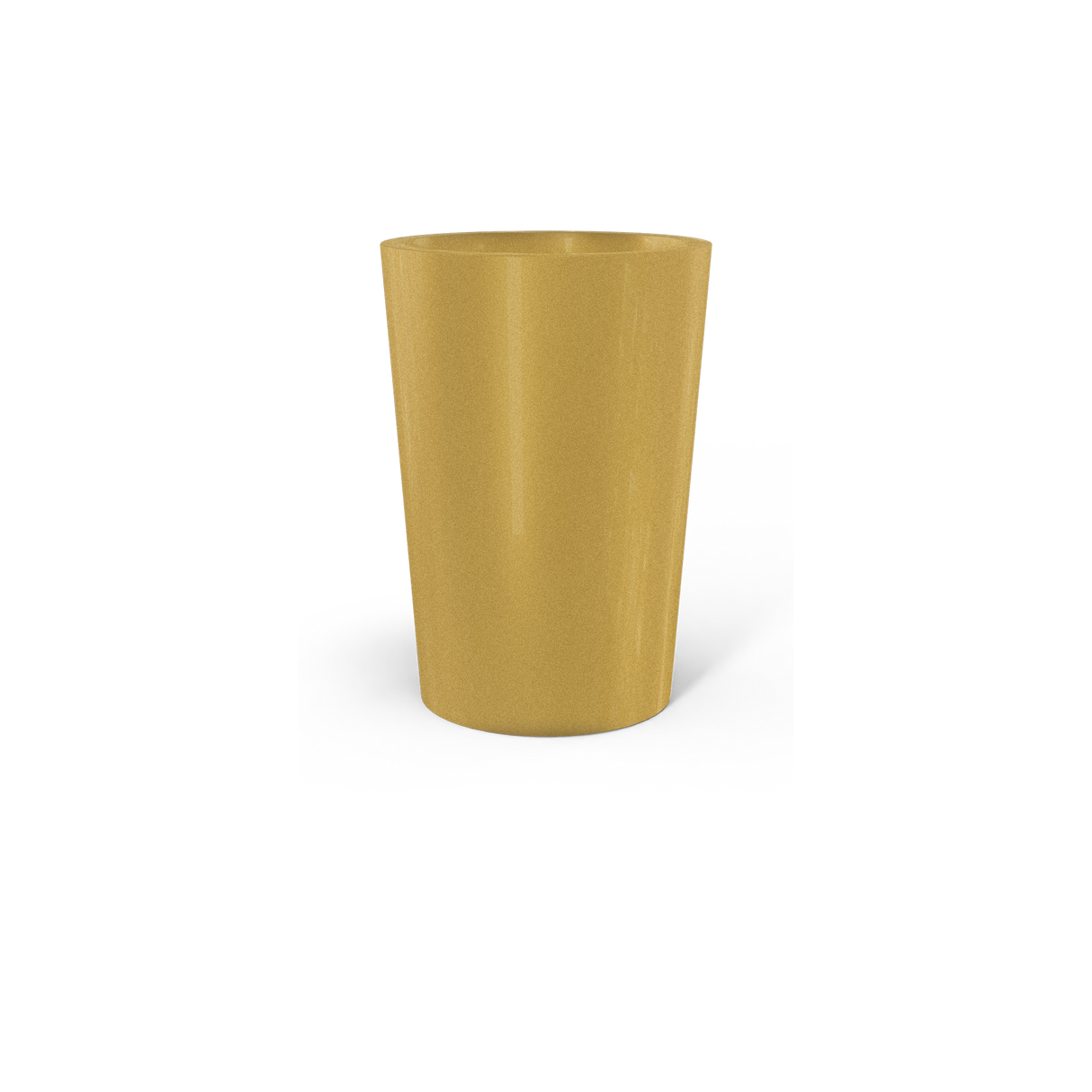 Tegel round tapered fiberglass planter in Gloss Metallic Gold