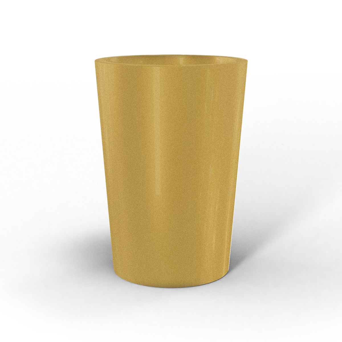 Tegel round tapered fiberglass planter in Gloss Metallic Gold, studio render