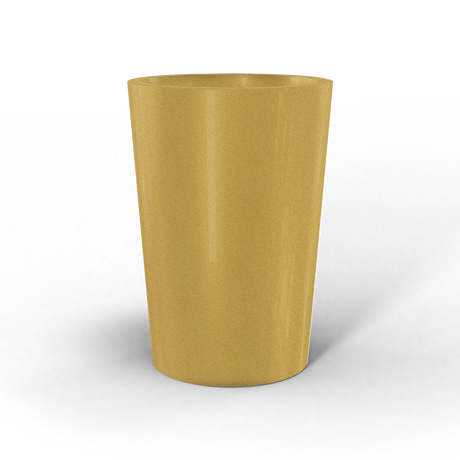 Tegel round tapered fiberglass planter in Gloss Metallic Gold, studio render