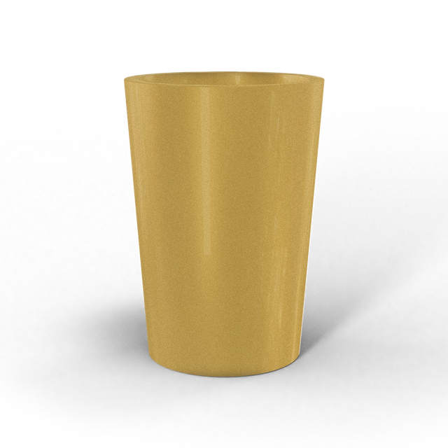 Tegel round tapered fiberglass planter in Gloss Metallic Gold, studio render