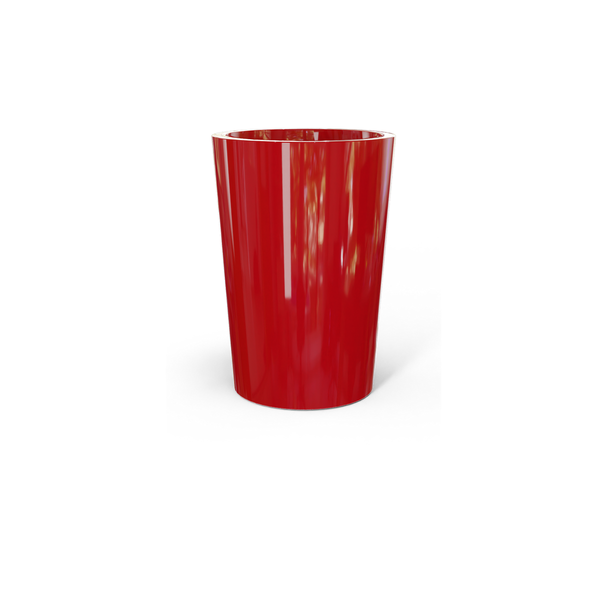 Tegel round tapered fiberglass planter in Gloss Red