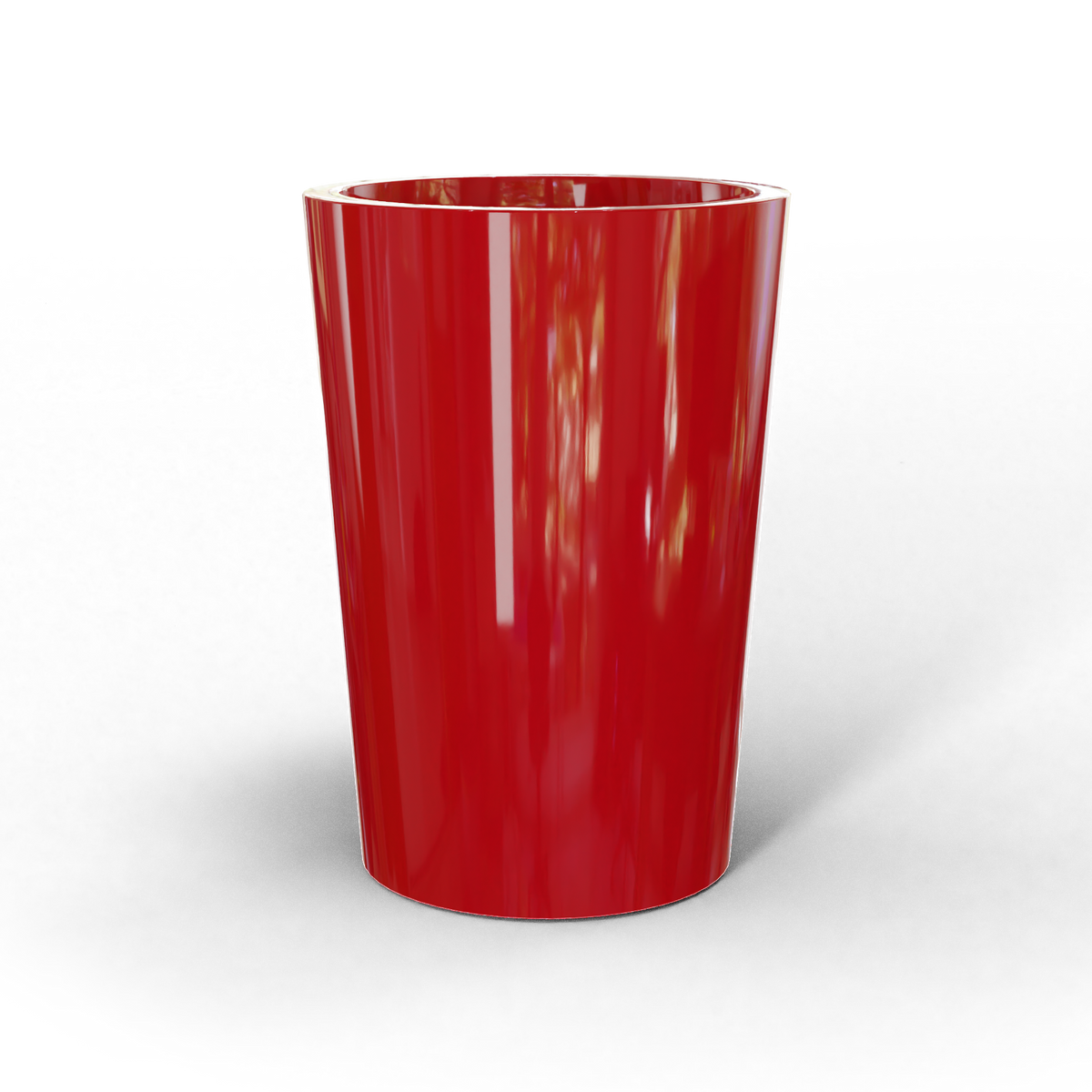 Tegel round tapered fiberglass planter in Gloss Red, studio render