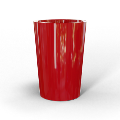 Tegel round tapered fiberglass planter in Gloss Red, studio render