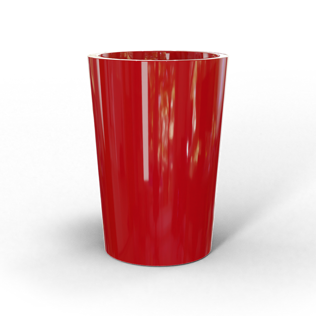 Tegel round tapered fiberglass planter in Gloss Red, studio render