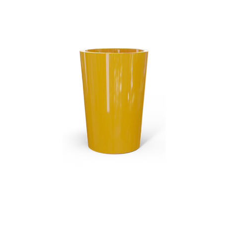 Tegel round tapered fiberglass planter in Gloss Saffron