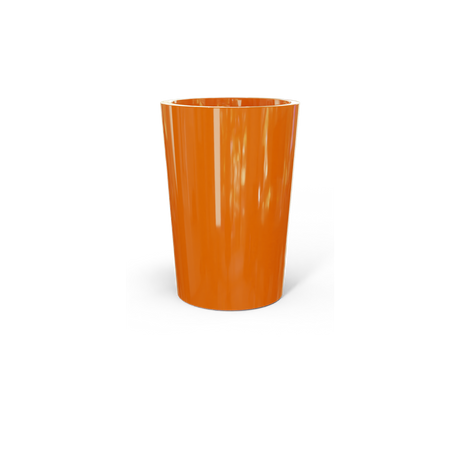 Tegel round tapered fiberglass planter in Gloss Tangerine