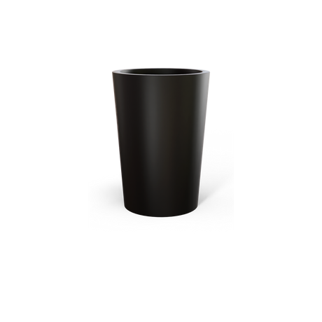 Tegel round tapered fiberglass planter in Matte Black