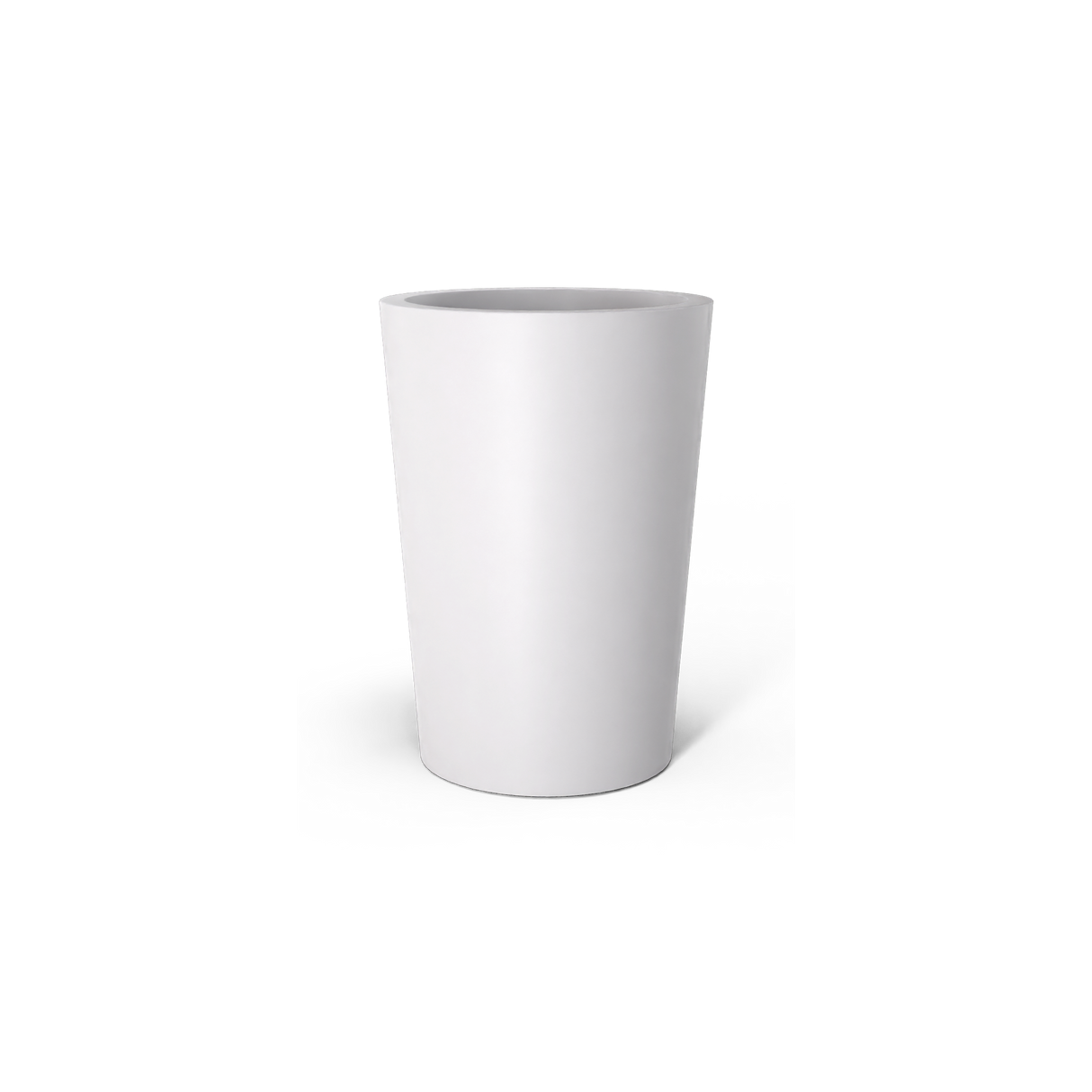 Tegel round tapered fiberglass planter in Matte Bright White