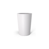 Tegel round tapered fiberglass planter in Matte Bright White